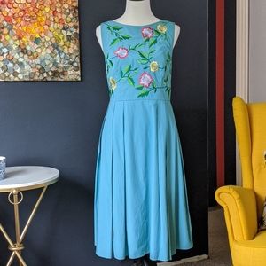 Aqua embroidered dress